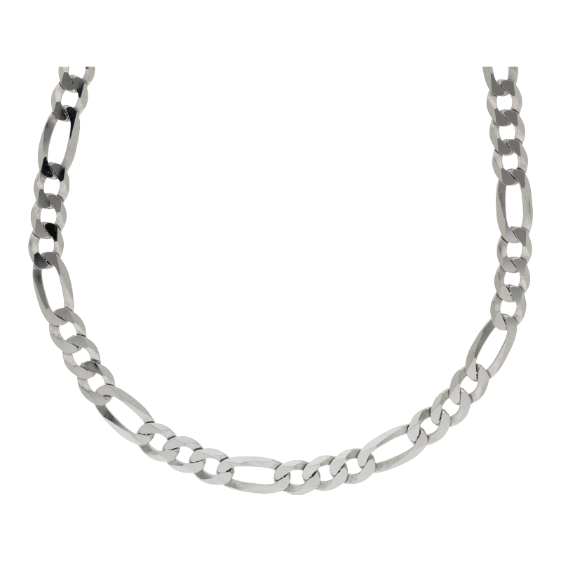 Halskette 925 Silber rhodiniert Figarokette Länge 60 cm Breite 6,8 mm
