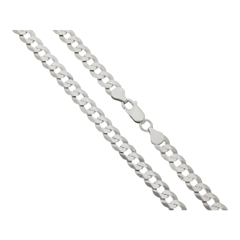Halskette 925 Silber rhodiniert Panzerkette Länge 50 cm Breite 6,9 mm